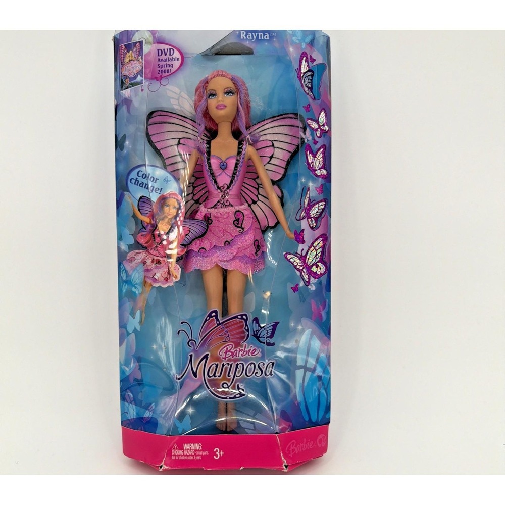 Y2K Barbie Mariposa Butterfly Rayna Color Change Doll 2007 L8590 NIB w/damage